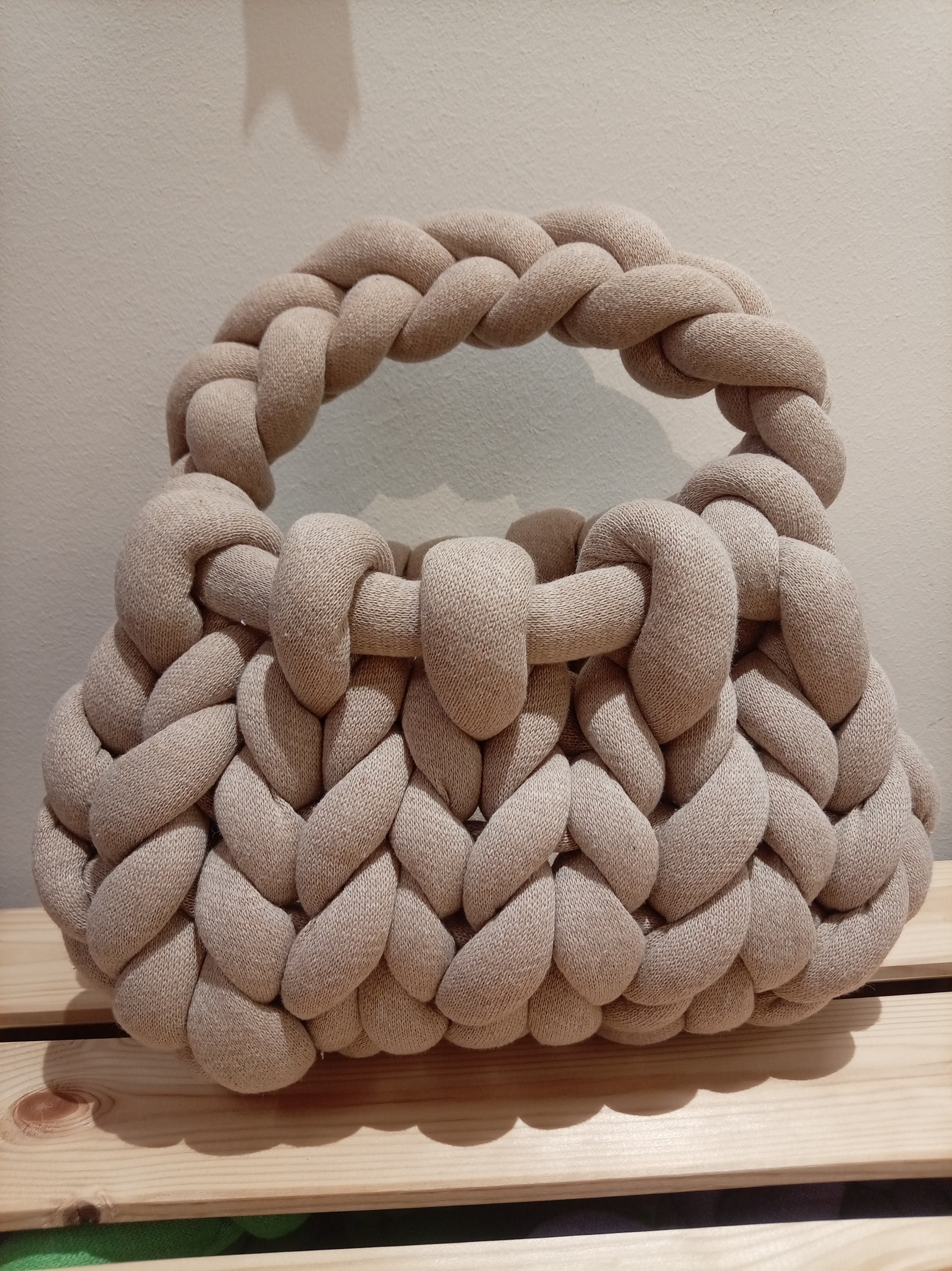 BEIGE Rectangular Handmade Chunky Bag