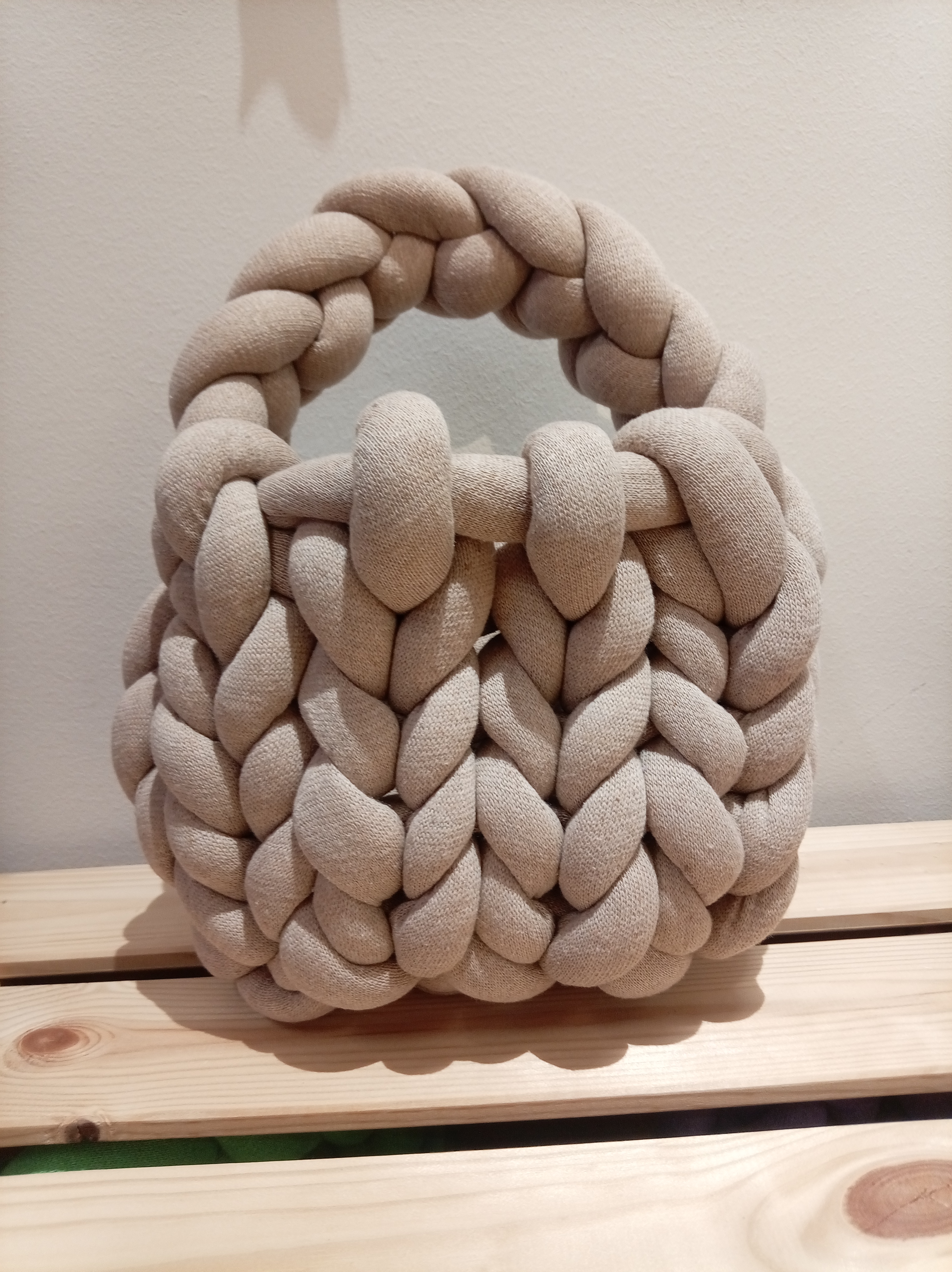BEIGE Round Handmade Chunky Bag