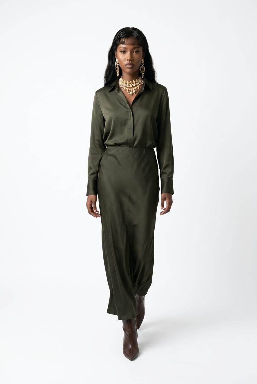 Olive Luxe Silk Coordinates
