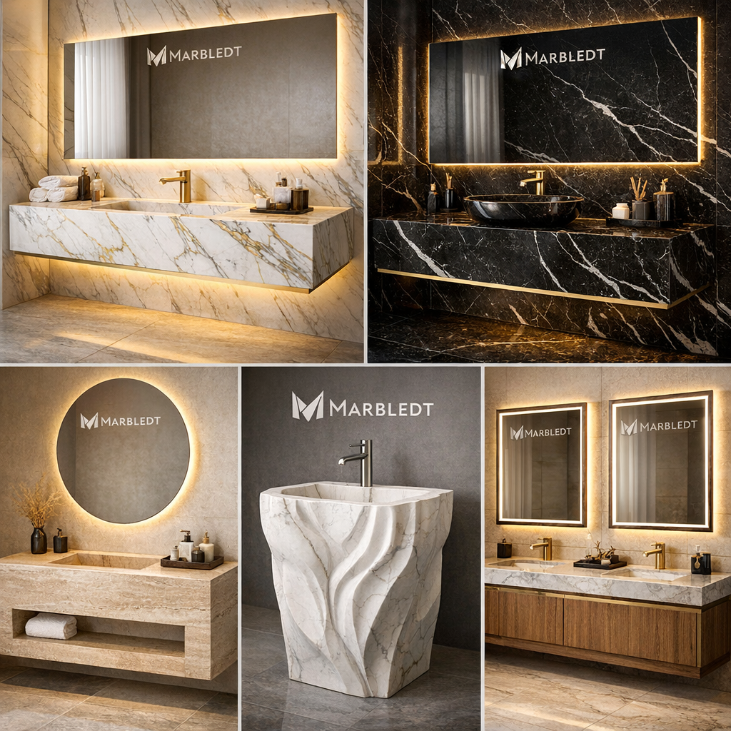 مغسلة رخام بتصميم عصري فاخر