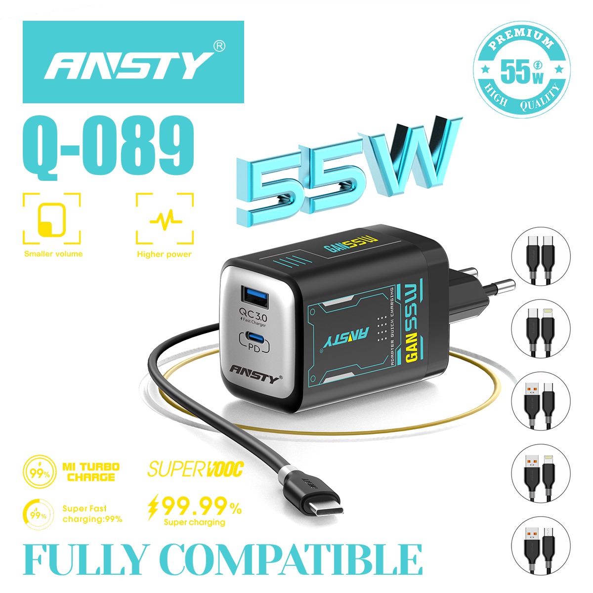 ANSTY GAN 55 Watt (Type c to c fast charger ) Q-086