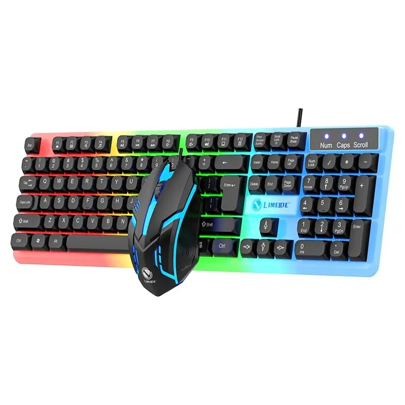 LIMEIDE GTX350 Wired Membrane Gaming Office Keyboard Mouse With Colorful Lighting 104 Keys