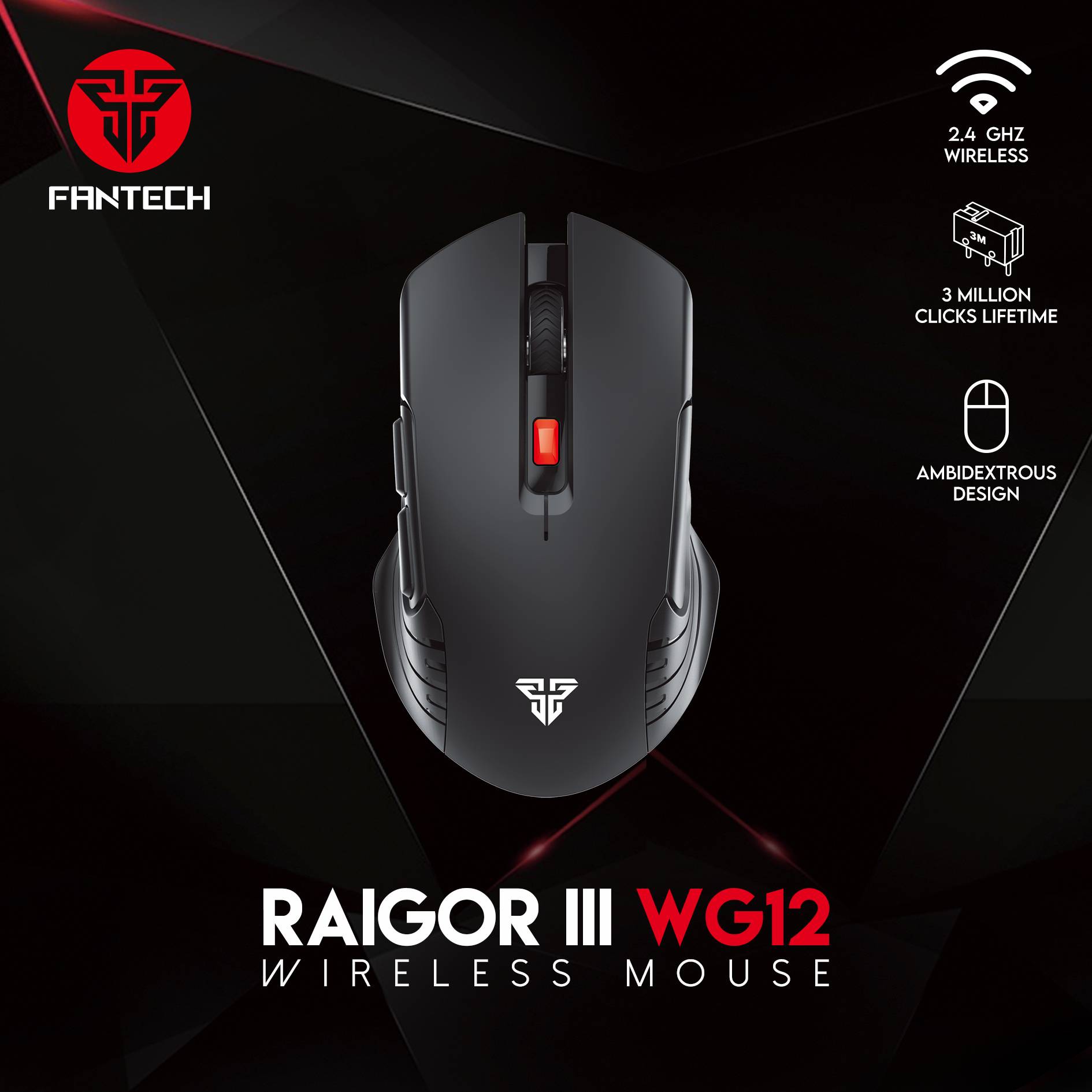Fantech Raigor III WG12 Gaming Mouse with 2.4GHz Wireless Connection, Up to 2000 DPI