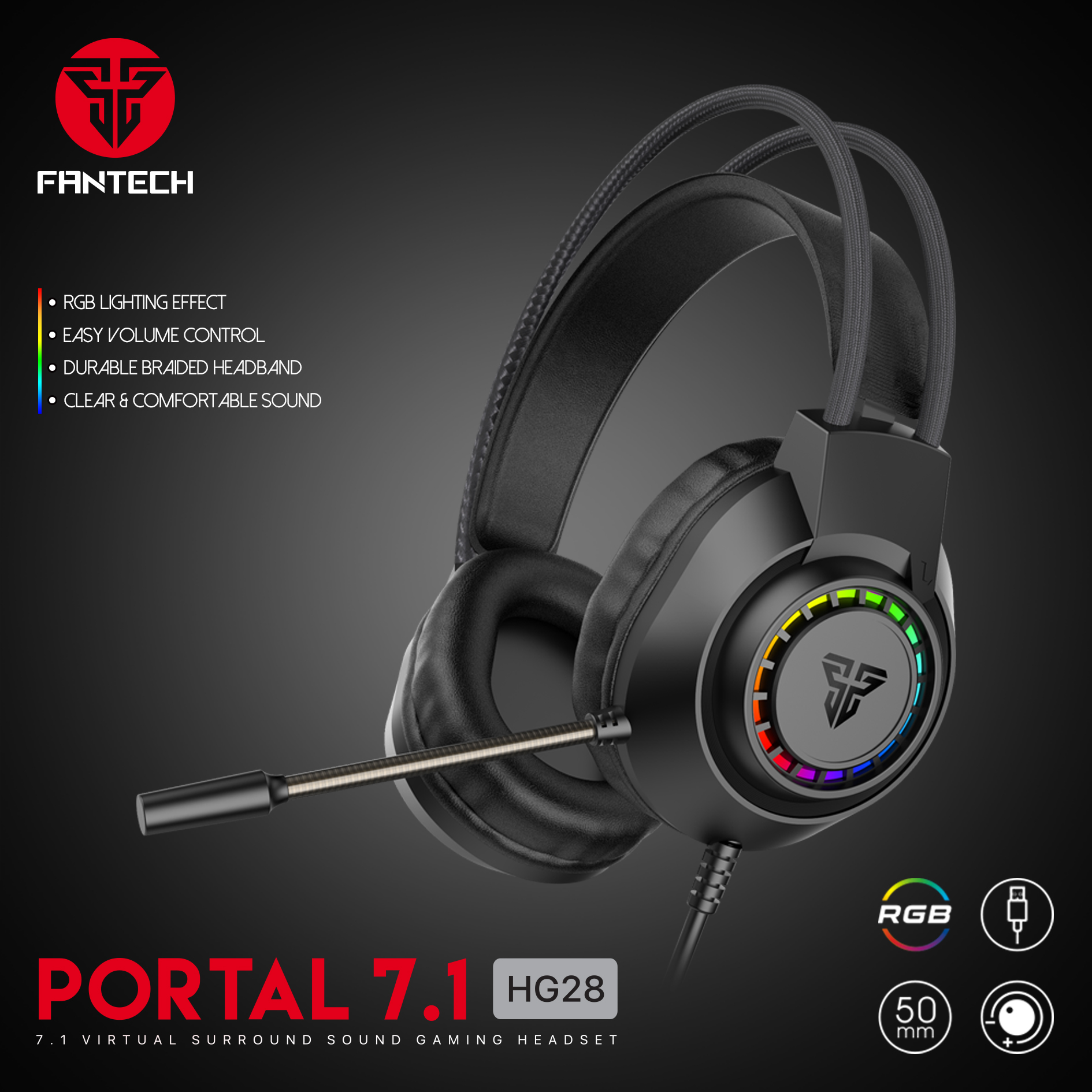 PORTAL 7.1 HG28 RGB GAMING HEADSET BLACK