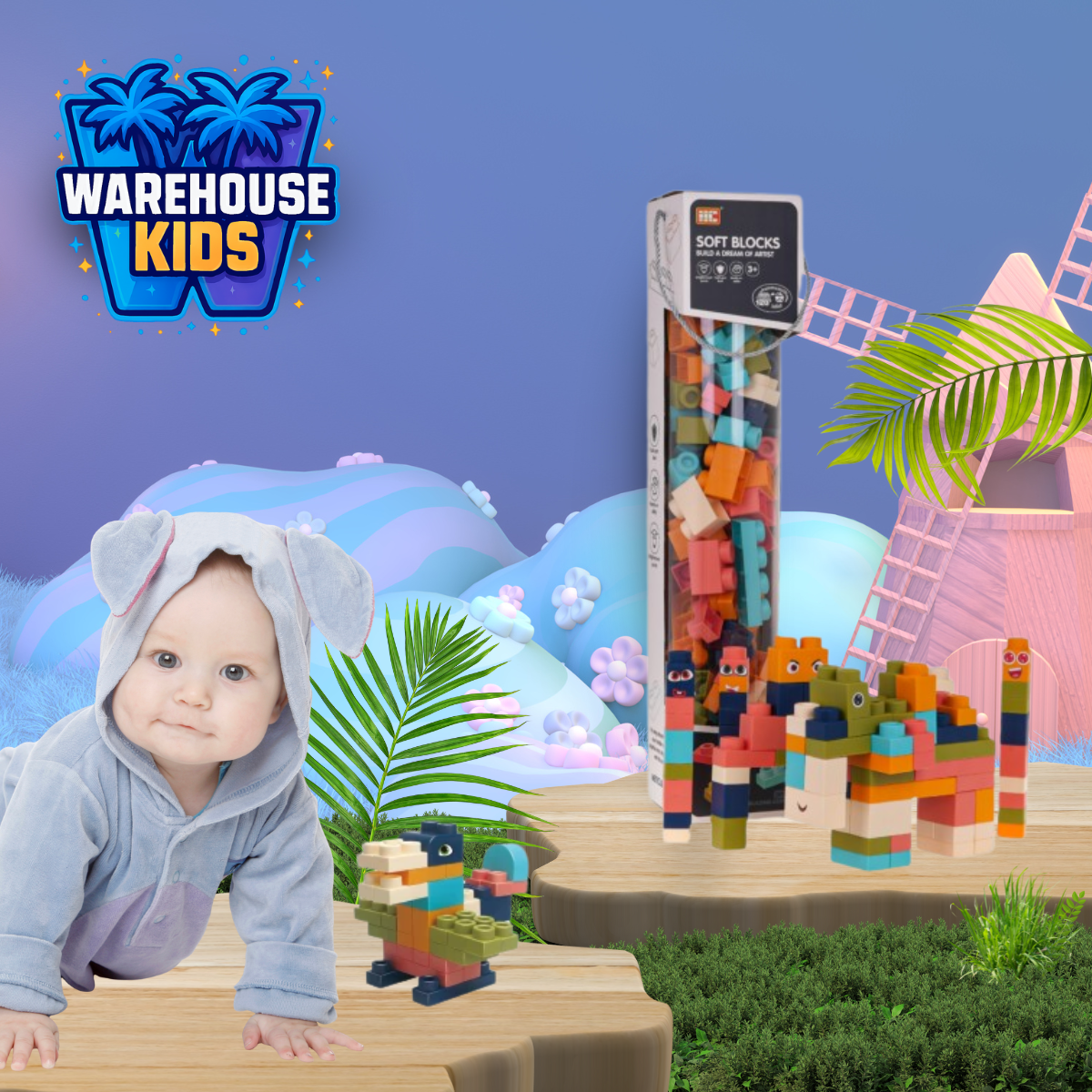 🎉 استمتع بوقت ممتع ومليء بالإبداع مع طقم المكعبات اللّينة Soft Blocks Set 100pcs! 🧩