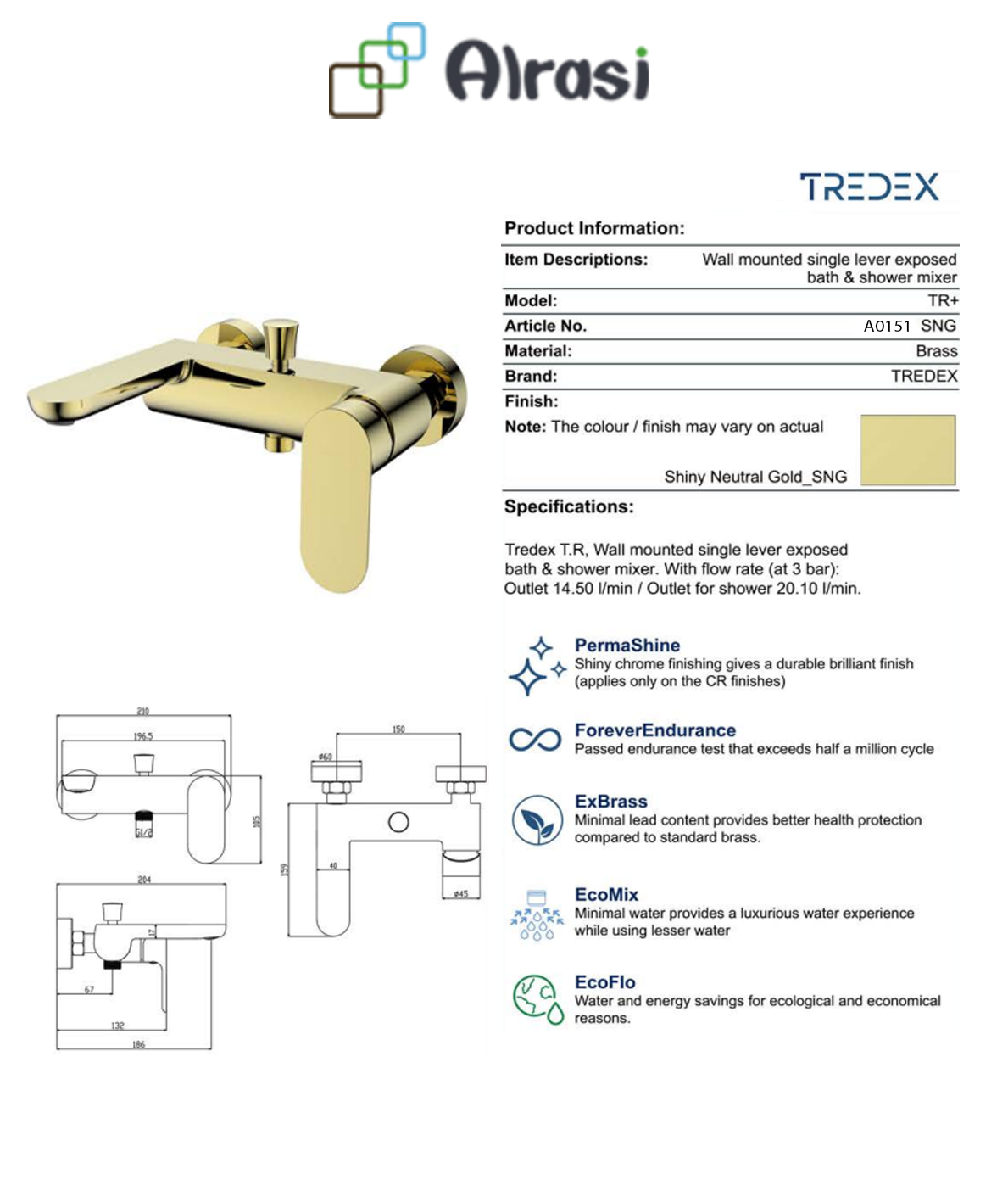 As per product information