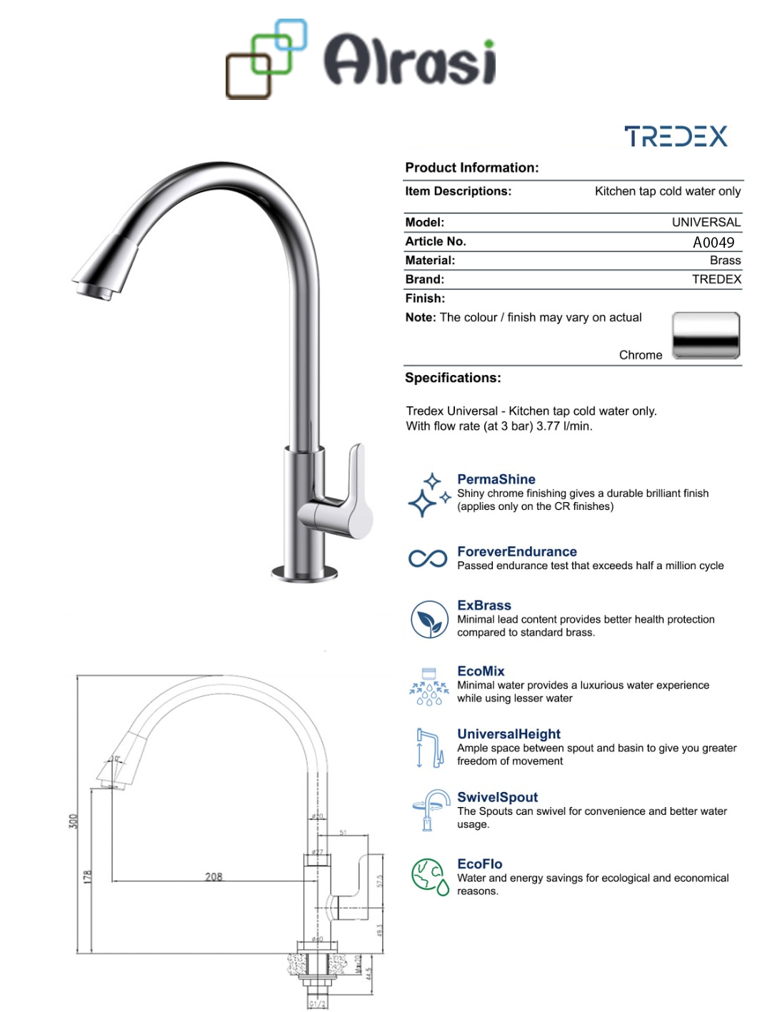 As per product information