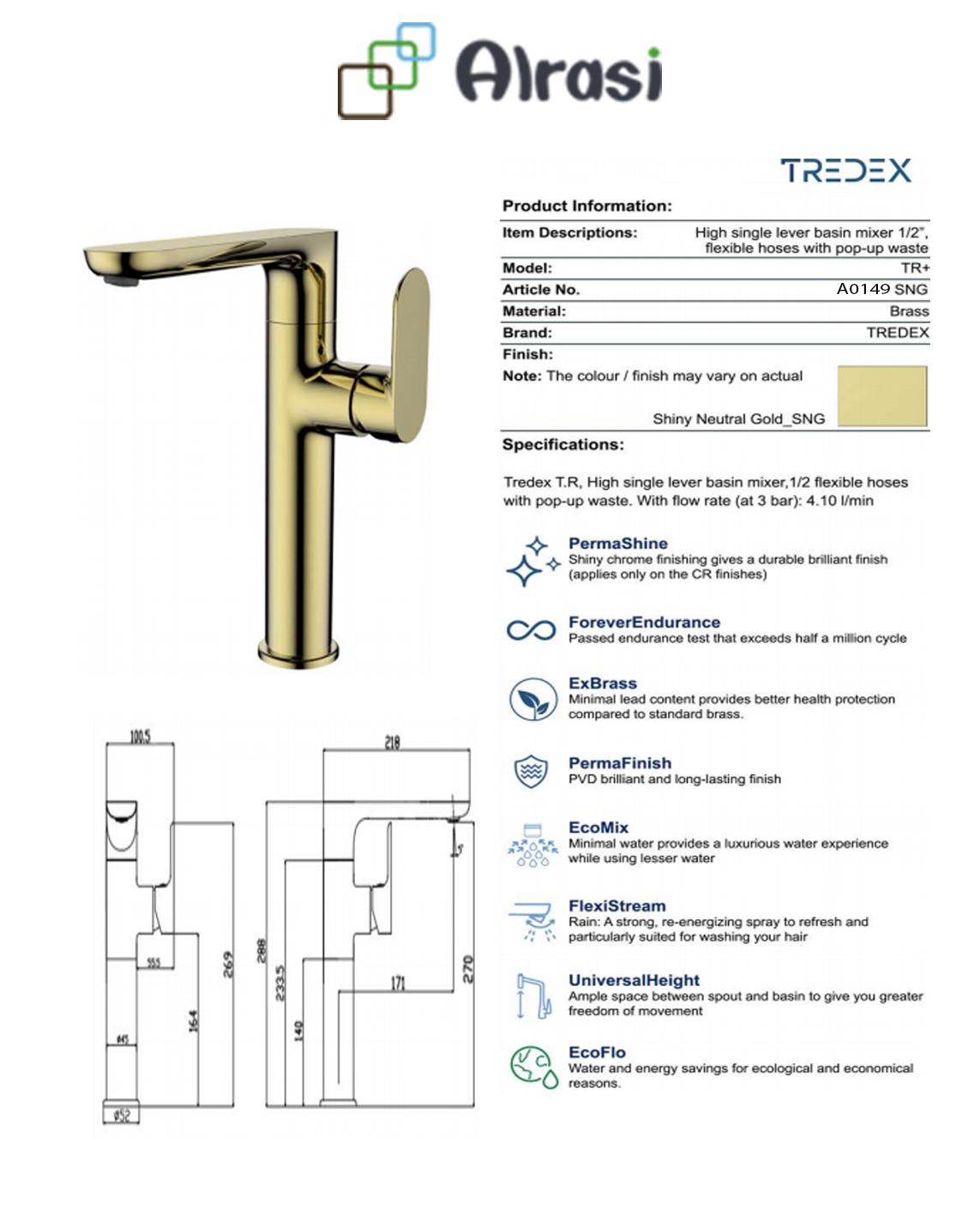 As per product information