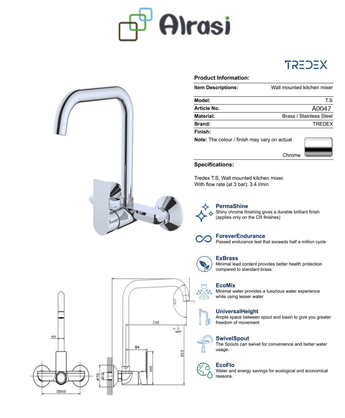 As per product information