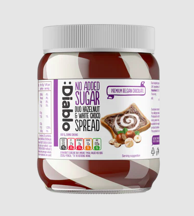 كريمة الشوكولاتة البيضاء والبندق بدون إضافة سكر من ديابلو (350 غرام)