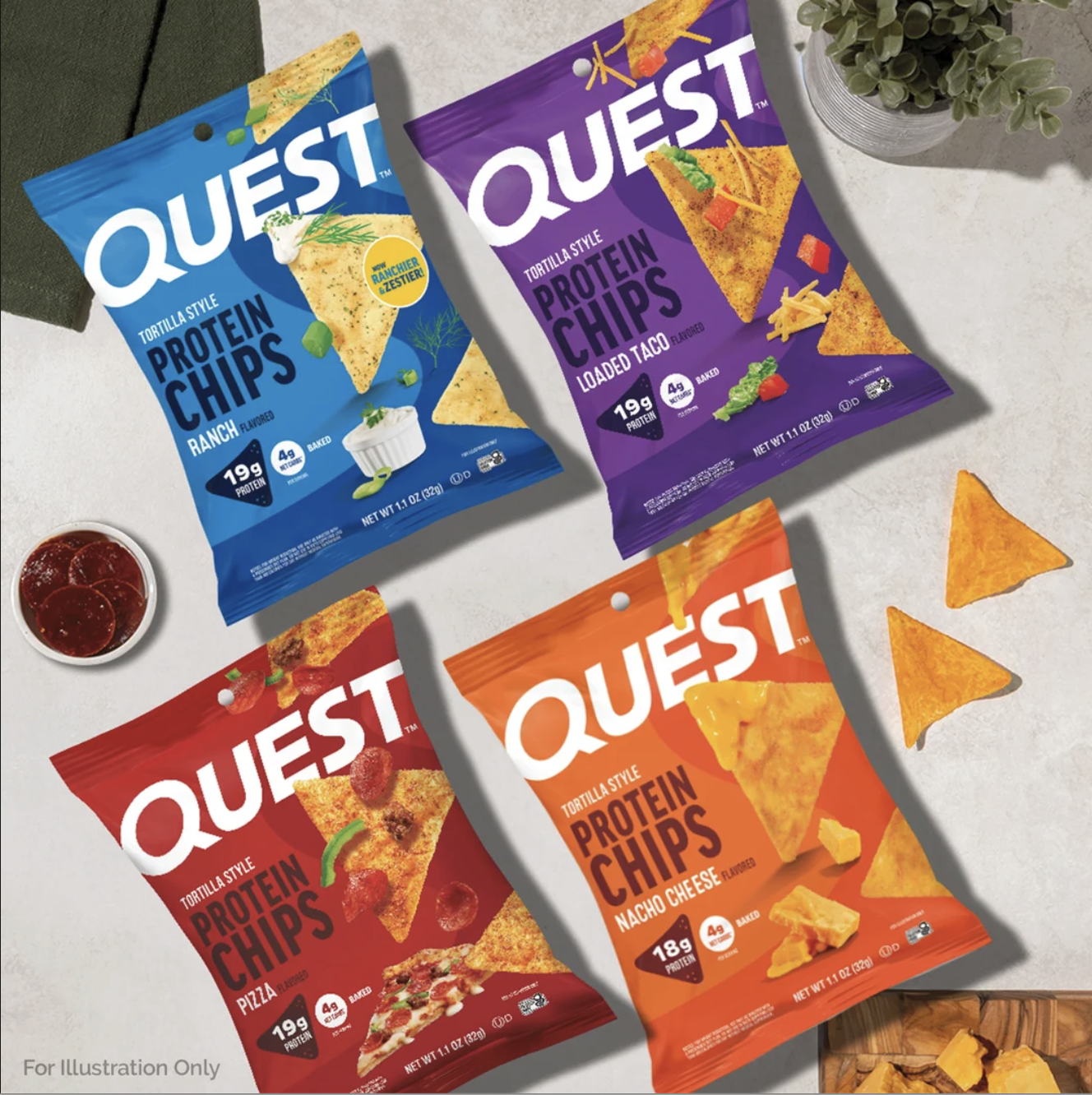 علبة مكونة من 4 اكياس جبس Quest Protein Chips – شيبس بروتين وكيتو وخالي غلوتين مكون