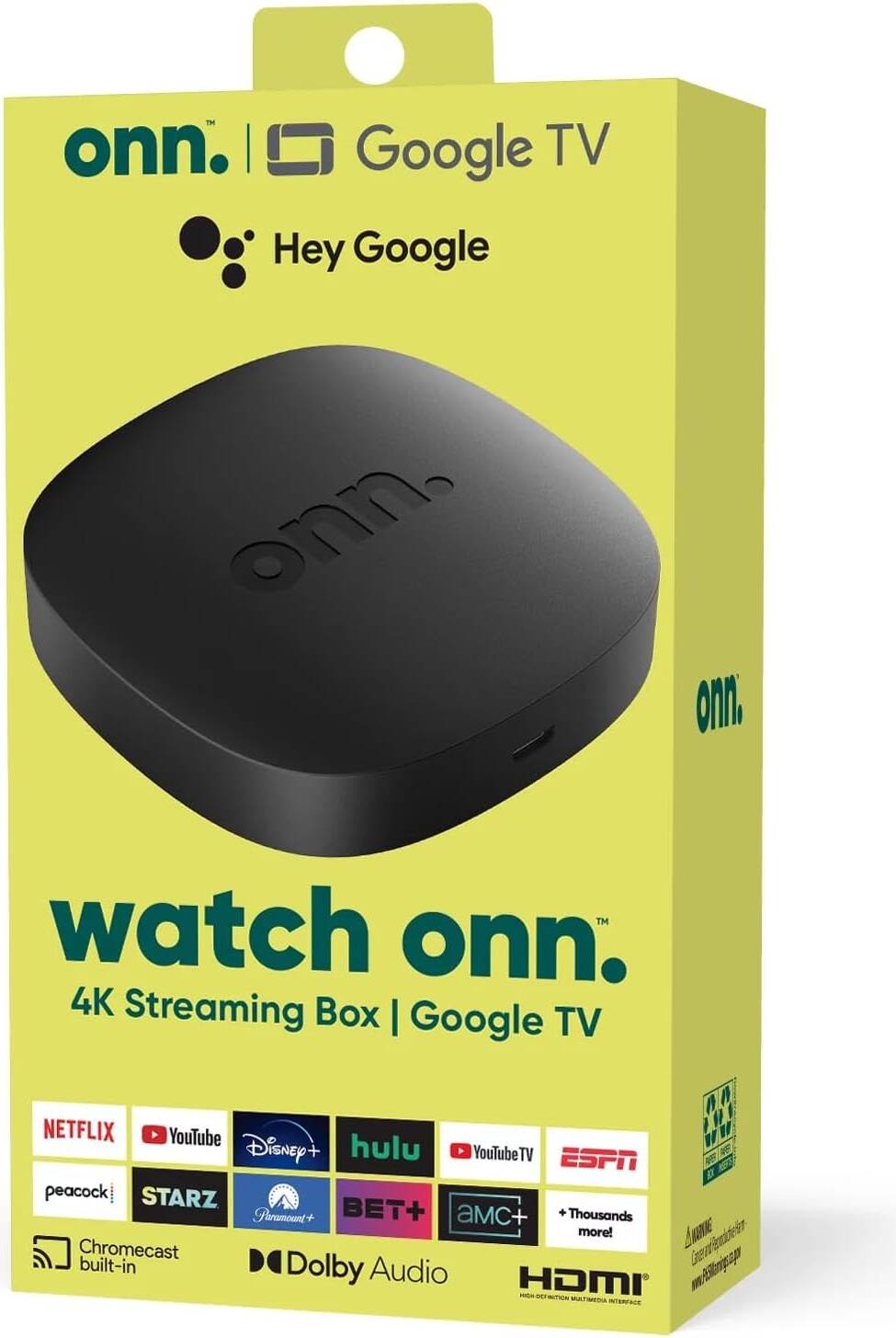 او ان ان جهاز بث تلفزيون ONN Google TV 4K UHD مع جهاز التحكم عن بعد