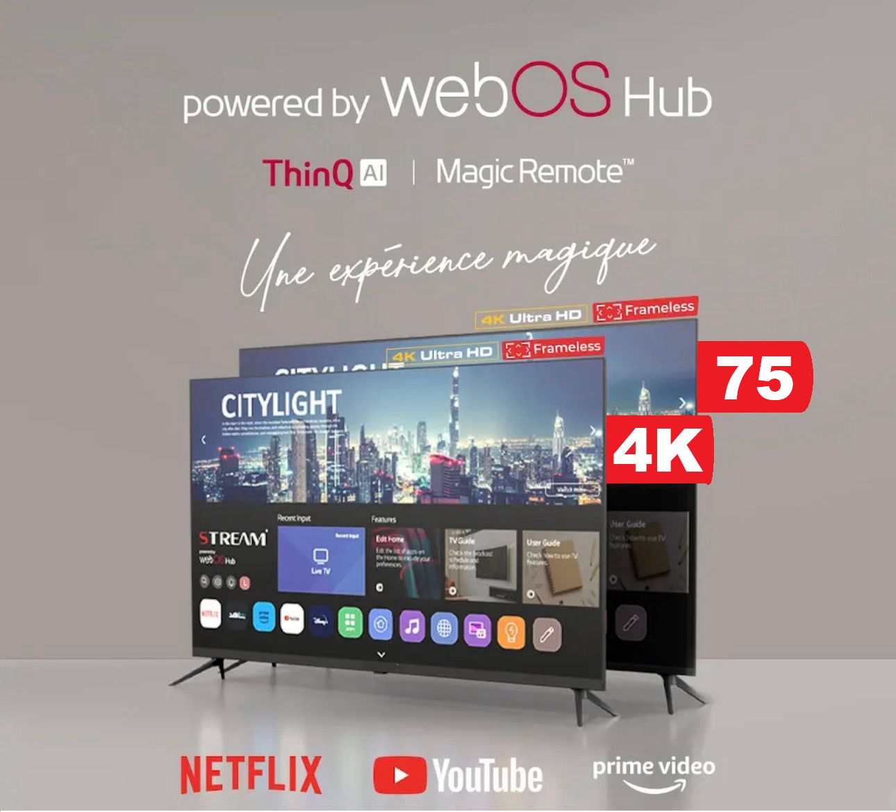 تلفزيون 75 بوصة TELEZONE 4K UHD المدعومة بنظام تشغيل webOS LG