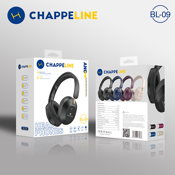 HEAD PHONES BL-09 BLACK CHAPPELINE